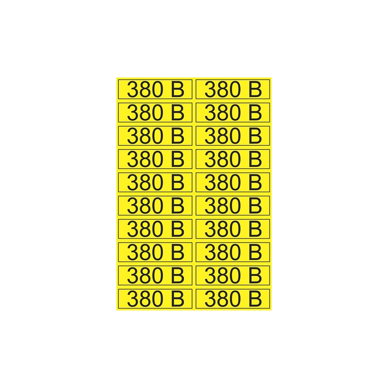 Наклейка знак электробезопасности «380 В» 15х50мм (20 шт. на листе) REXANT