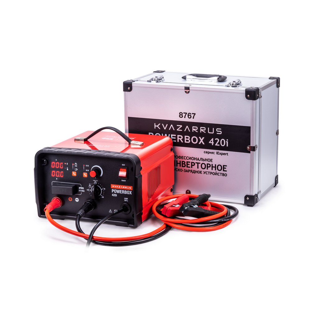 Зарядные устройства FoxWeld Инверторное пуско-зарядное устройство KVAZARRUS PowerBox 420i, таймер, алюминиевый кейс