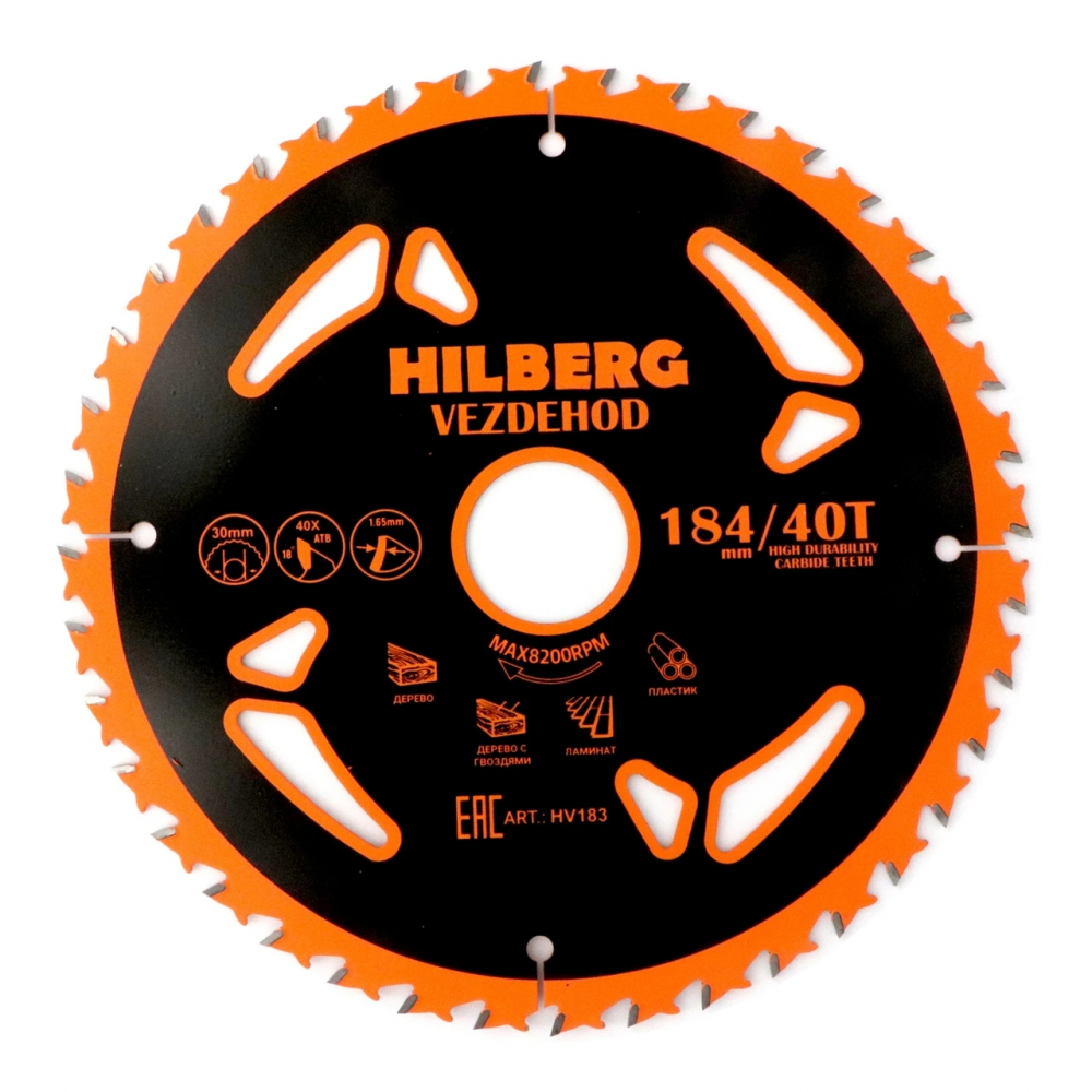 Диск пильный Hilberg Vezdehod 184*30*40Т*18 град. HV183