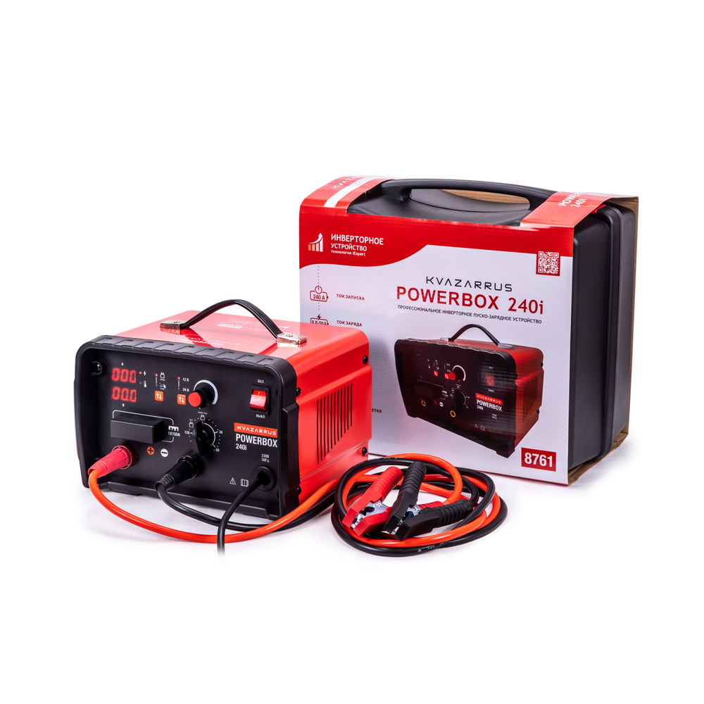 Зарядные устройства FoxWeld Инверторное пуско-зарядное устройство KVAZARRUS PowerBox 240i, таймер, пластиковый кейс