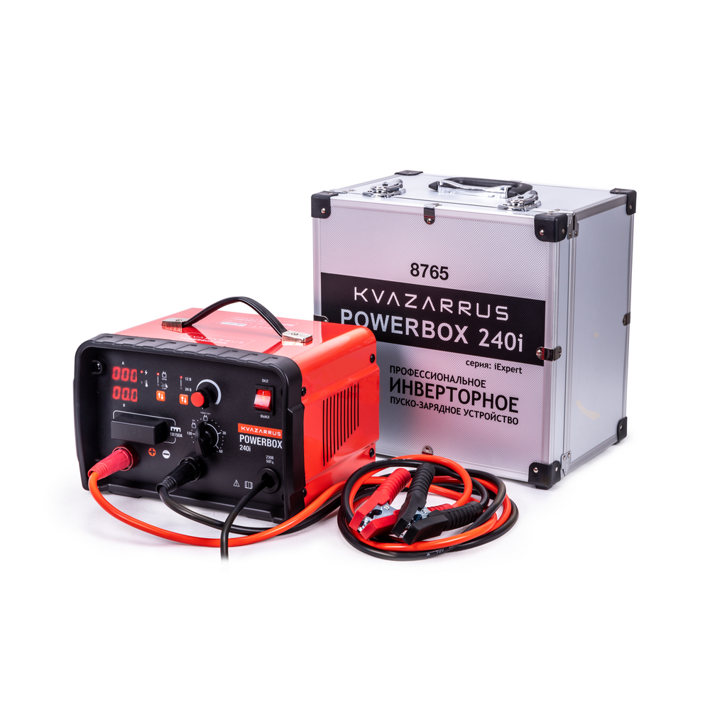 Зарядные устройства FoxWeld Инверторное пуско-зарядное устройство KVAZARRUS PowerBox 240i, таймер, алюминиевый кейс