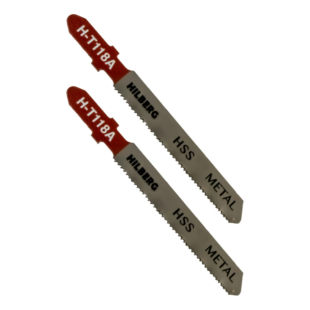 Пилки HSS для лобзика 2шт, Hilberg Metal прямолинейный рез 76*1.0мм,20TPI, H-T118A