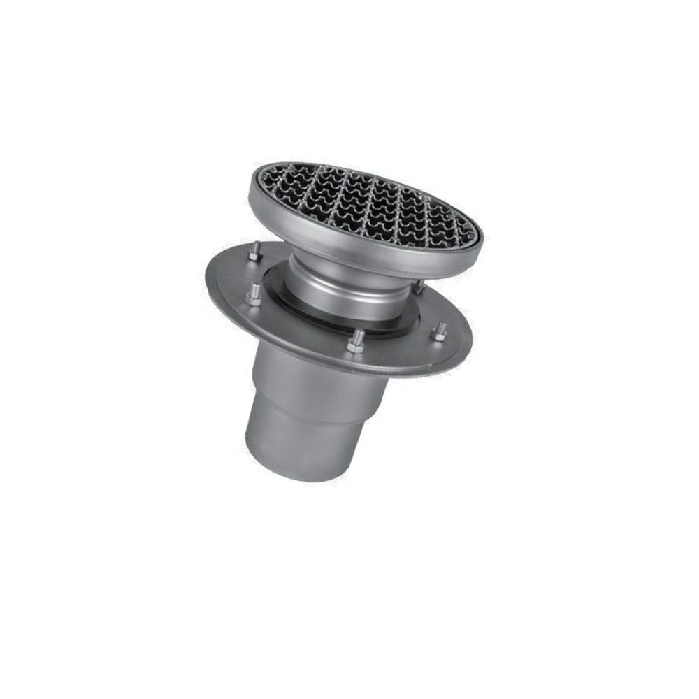 Трап D200/110V2  вертикальный двухкорпусной с отводом DN110 (в комплекте с сифоном, емкостью для осадка и решеткой)