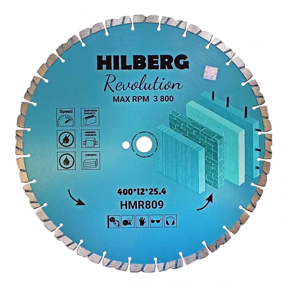 Диск алмазный отрезной 400*25,4*12 Hilberg Revolution HMR809