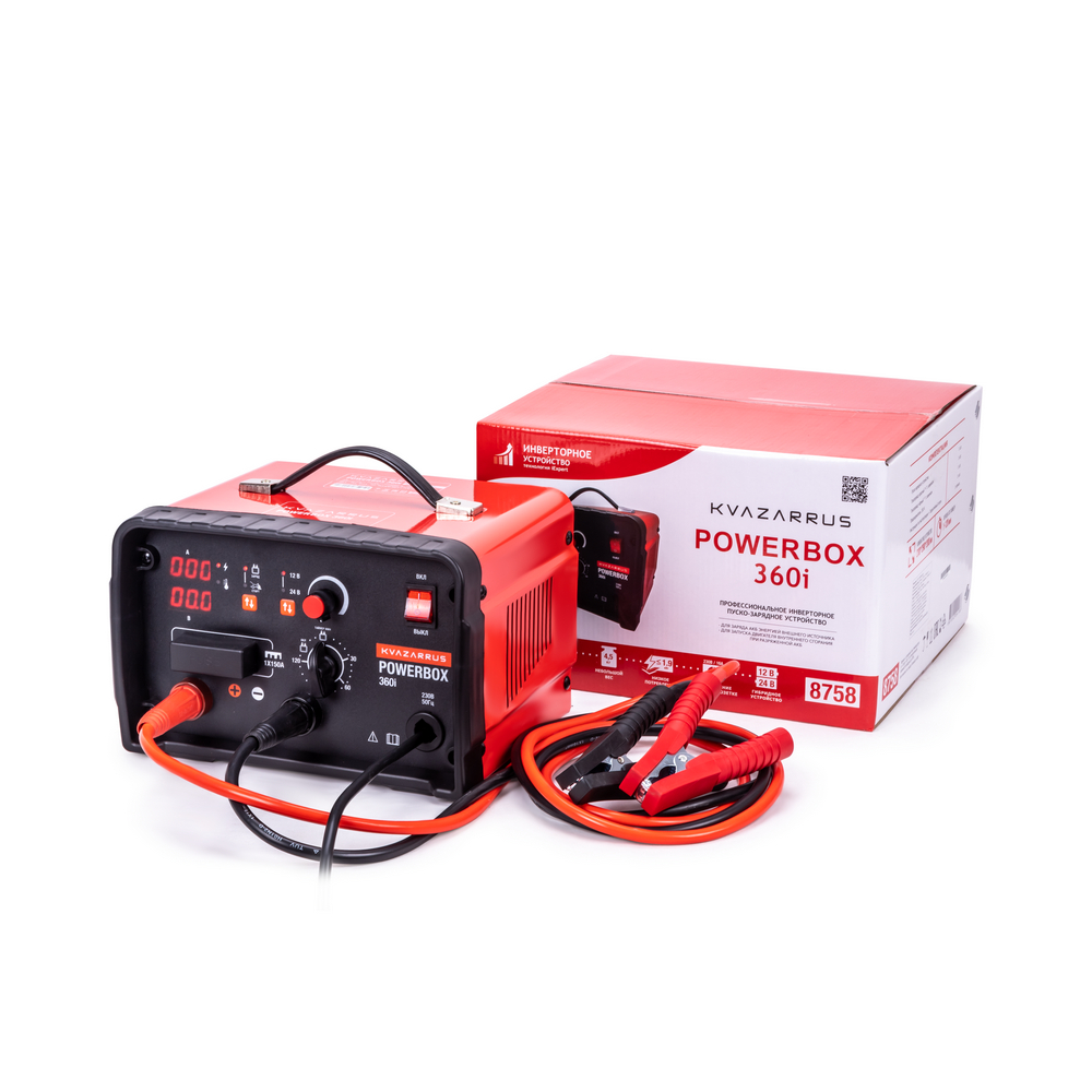 Зарядные устройства FoxWeld Инверторное пуско-зарядное устройство KVAZARRUS PowerBox 360i, таймер, цветная коробка
