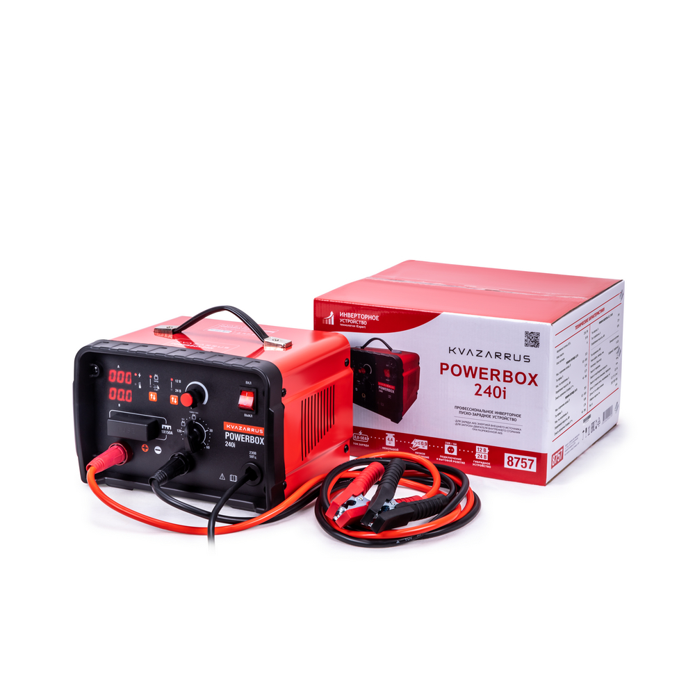 Зарядные устройства FoxWeld Инверторное пуско-зарядное устройство KVAZARRUS PowerBox 240i, таймер, цветная коробка