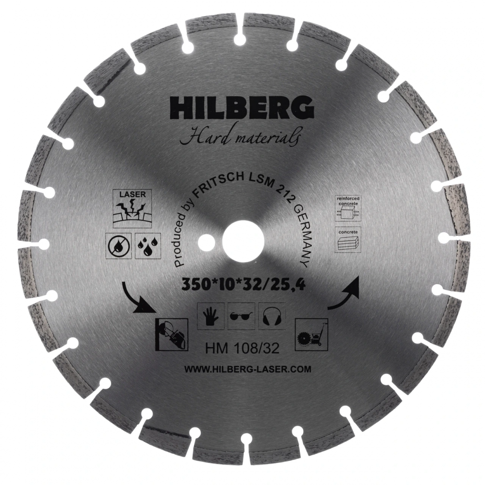 Диск алмазный отрезной 350*32/25,4 Hilberg Hard Materials Лазер HM108/32
