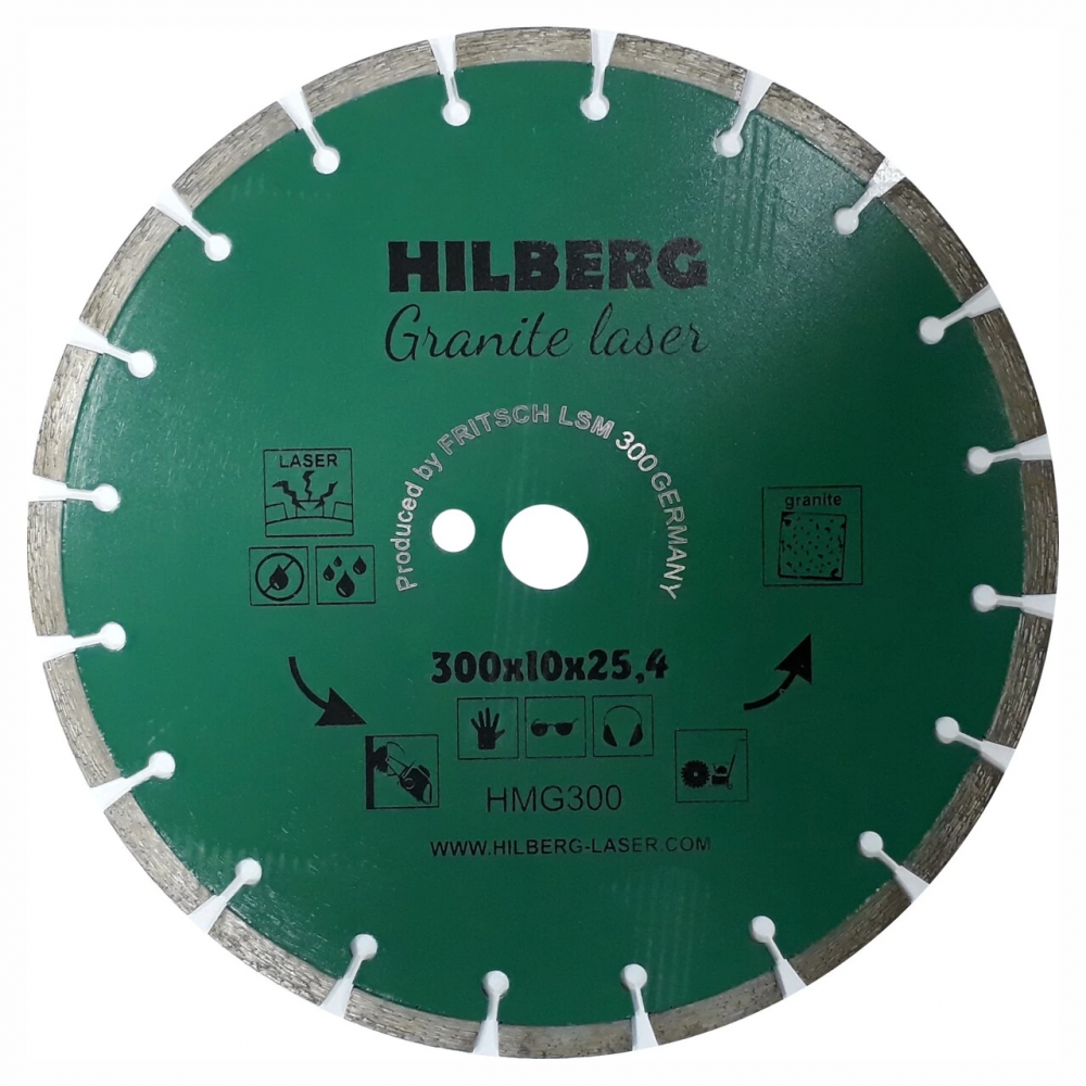 Диск алмазный отрезной 300*25,4*10 Hilberg Гранит Лазер HMG300