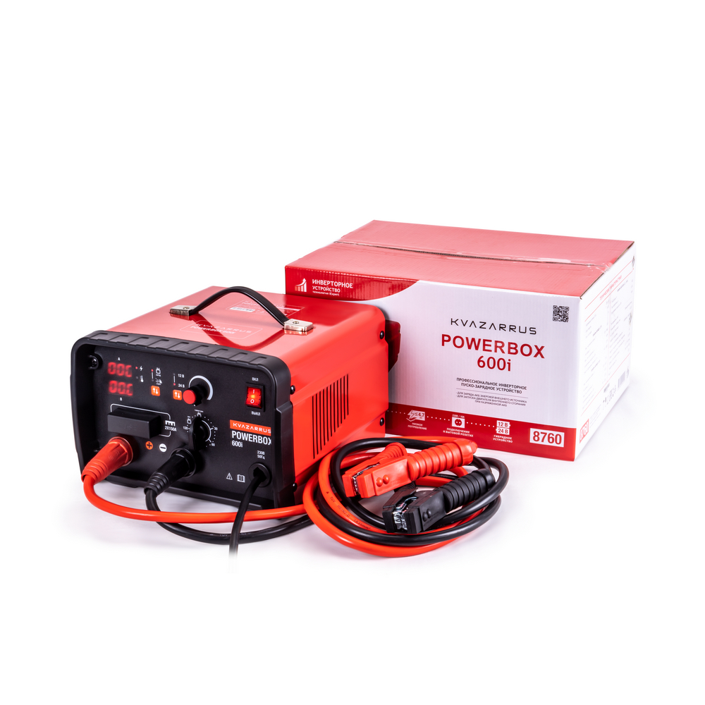 Зарядные устройства FoxWeld Инверторное пуско-зарядное устройство KVAZARRUS PowerBox 600i, таймер, цветная коробка