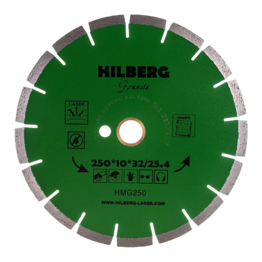 Диск алмазный отрезной 250*32/25,4*10 Hilberg Гранит Лазер HMG250