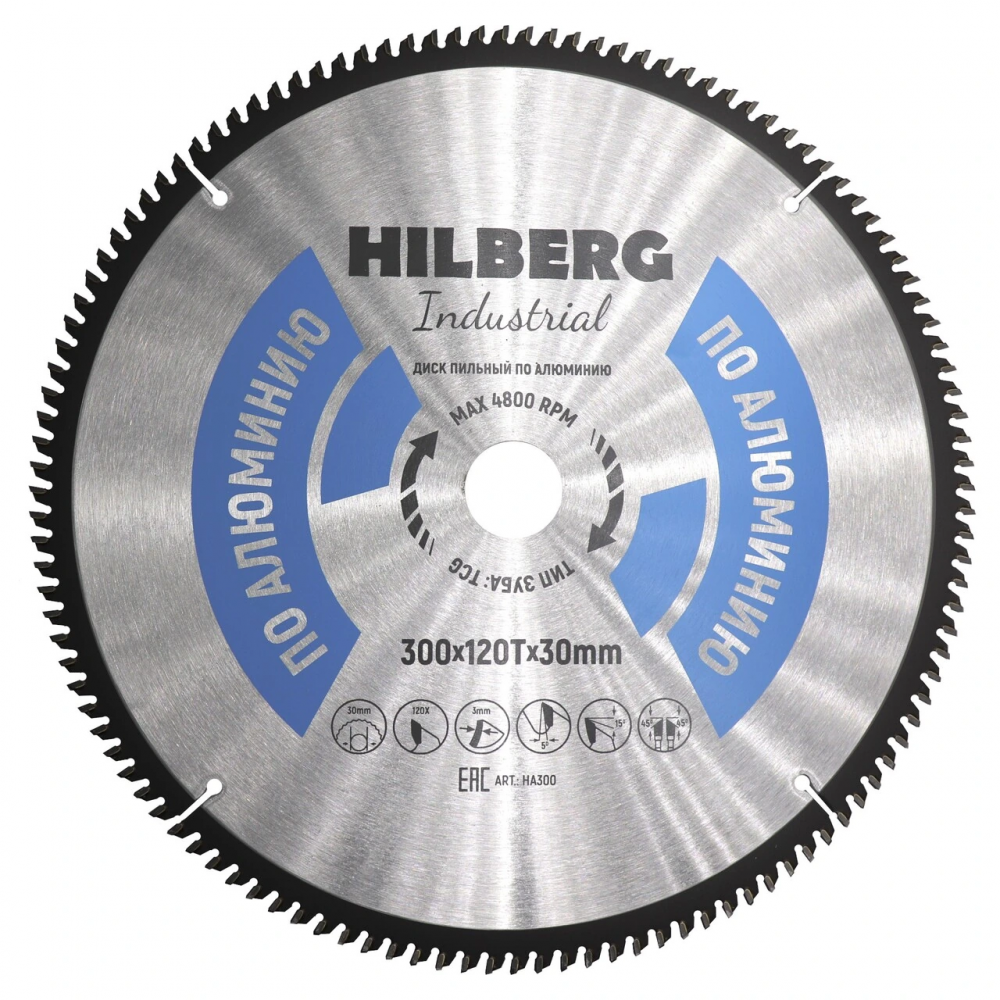 Диск пильный Hilberg Industrial Алюминий 300*30*120Т HA300