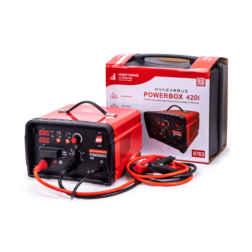 Зарядные устройства FoxWeld Инверторное пуско-зарядное устройство KVAZARRUS PowerBox 420i, таймер, пластиковый кейс