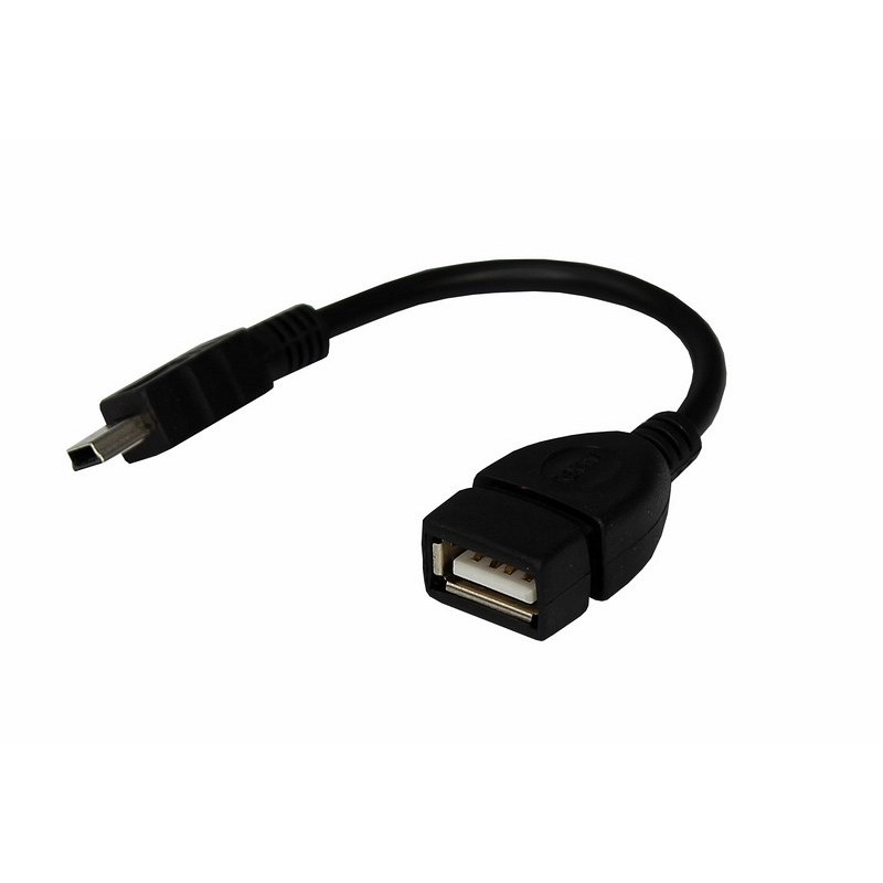 Кабель USB OTG, шт. mini USB – гн. USB-A, 2,4A, 0,15м, ПВХ, черный REXANT