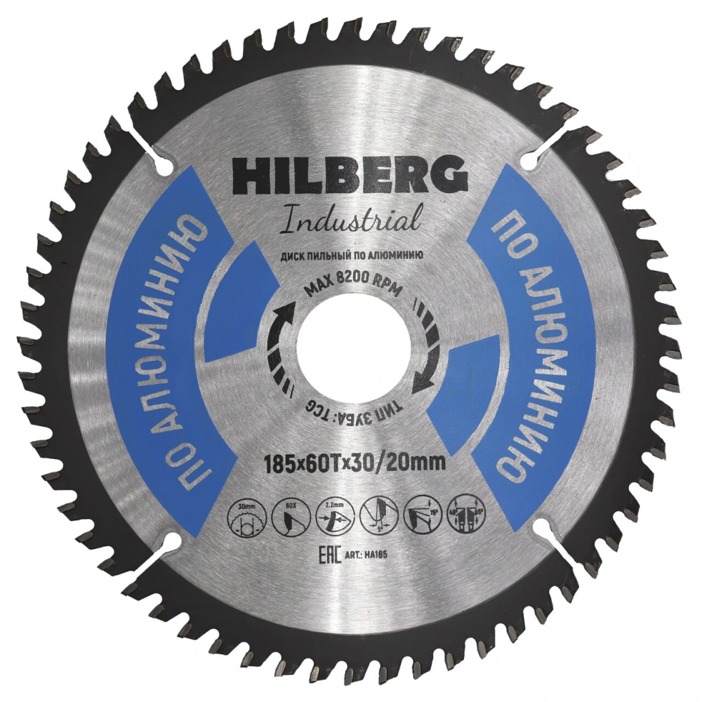 Диск пильный Hilberg Industrial Алюминий 185*30/20*60Т HA185