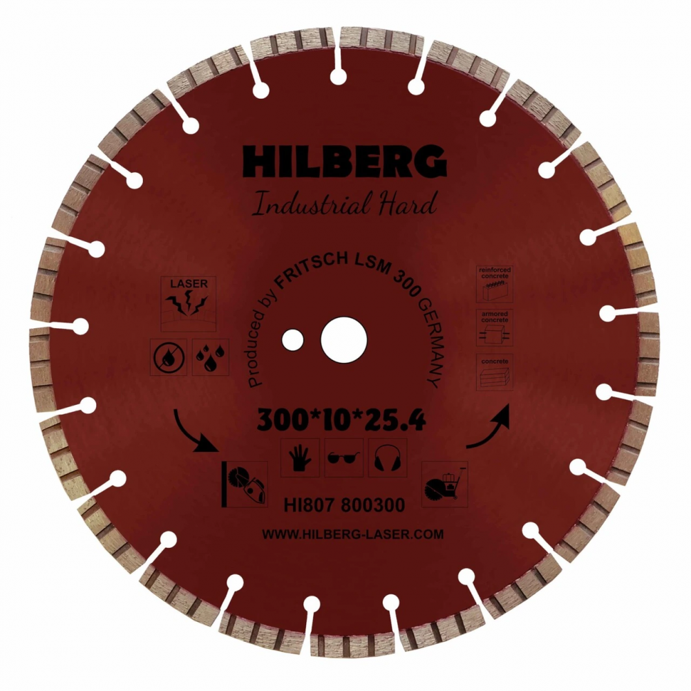 Диск алмазный отрезной 300*25,4 Hilberg Industrial Hard HI807