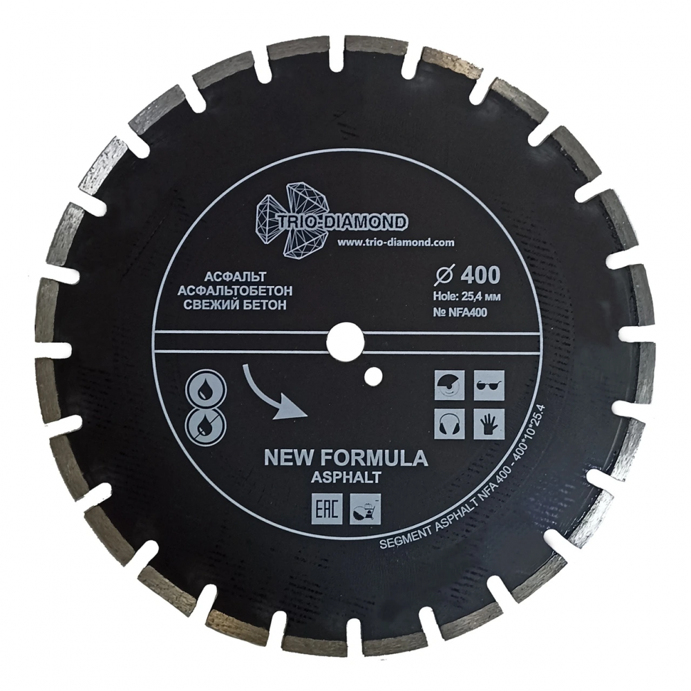 Диск алмазный отрезной 400*25,4 по асфальту New Formula NFA400